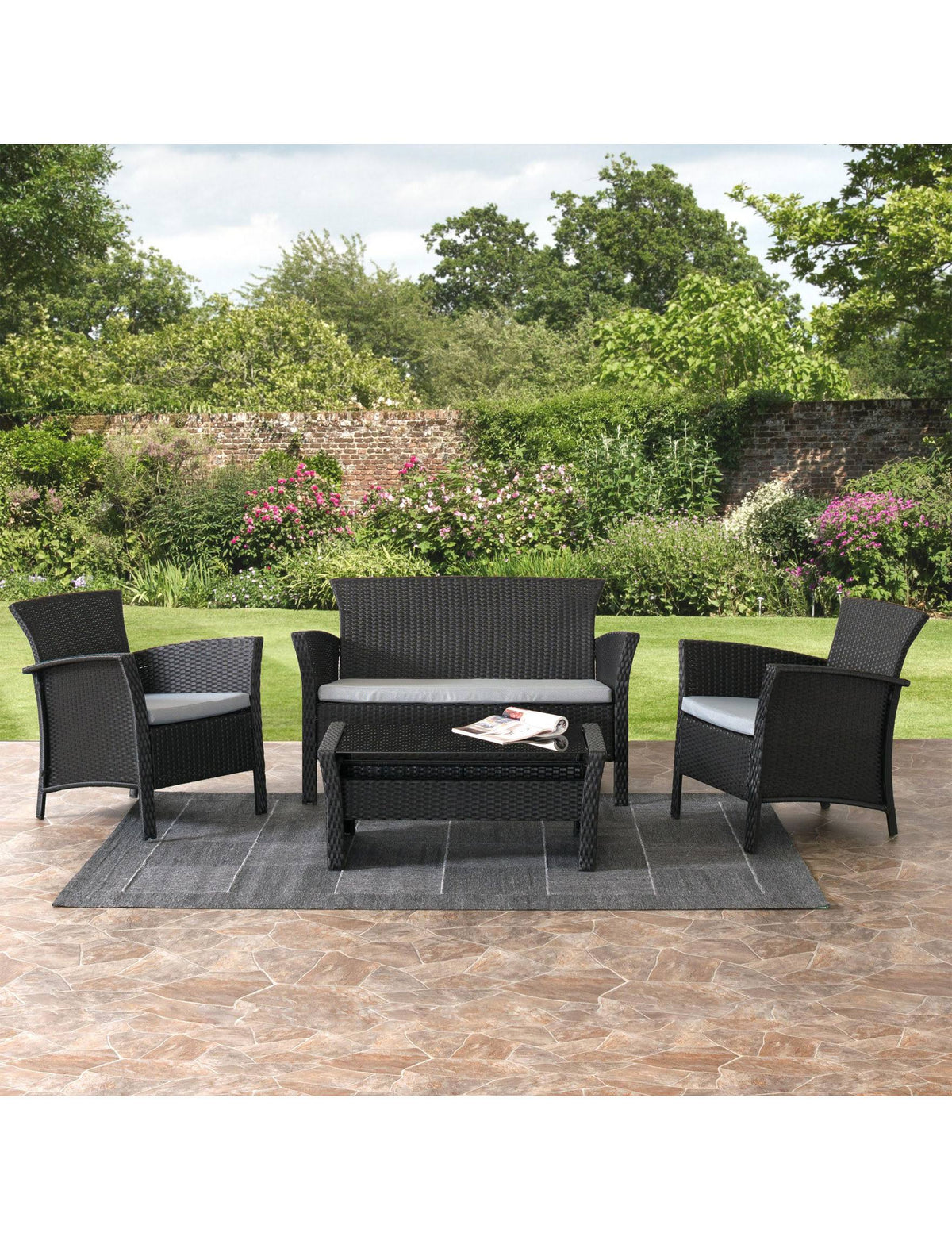 Black Rope Weave 4-Piece Patio Set C251