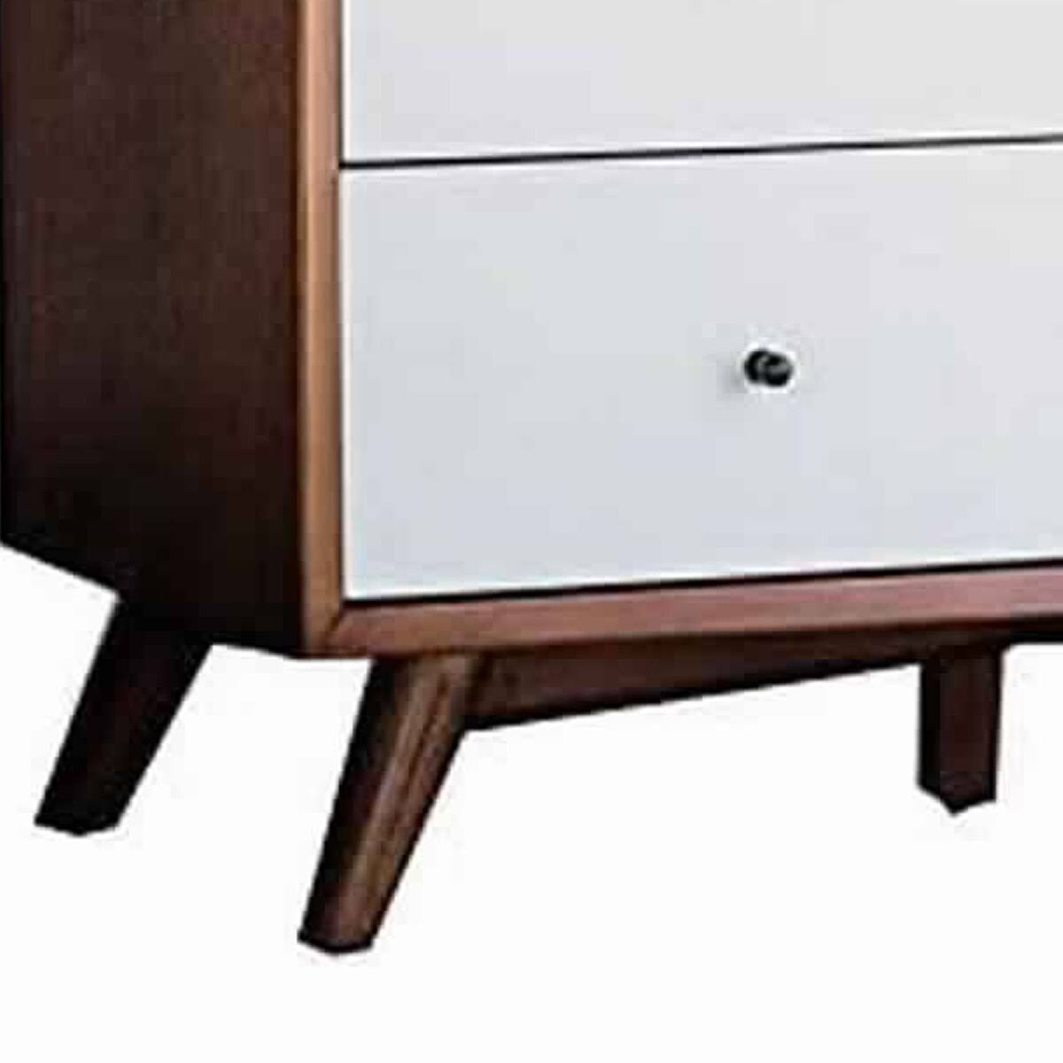Brown and White Wooden Accent Cabinet with 3 Drawers and 1 Door H119