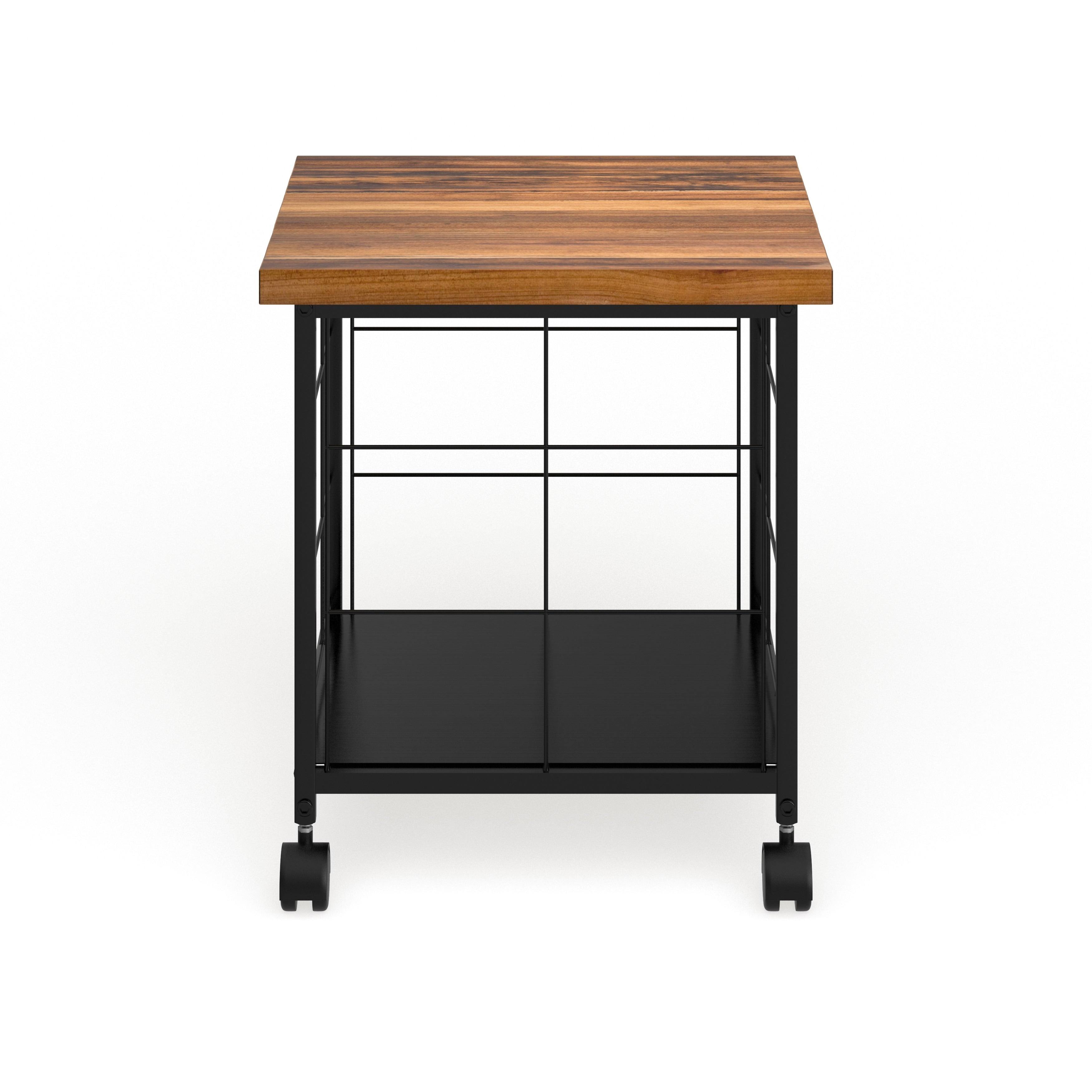 Grey Wood and Metal Rolling File Cabinet H3716