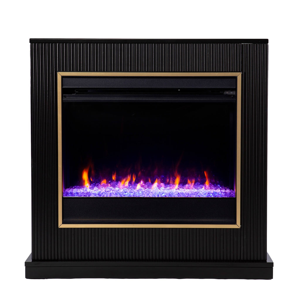 Black Wood Color Changing Fireplace V747