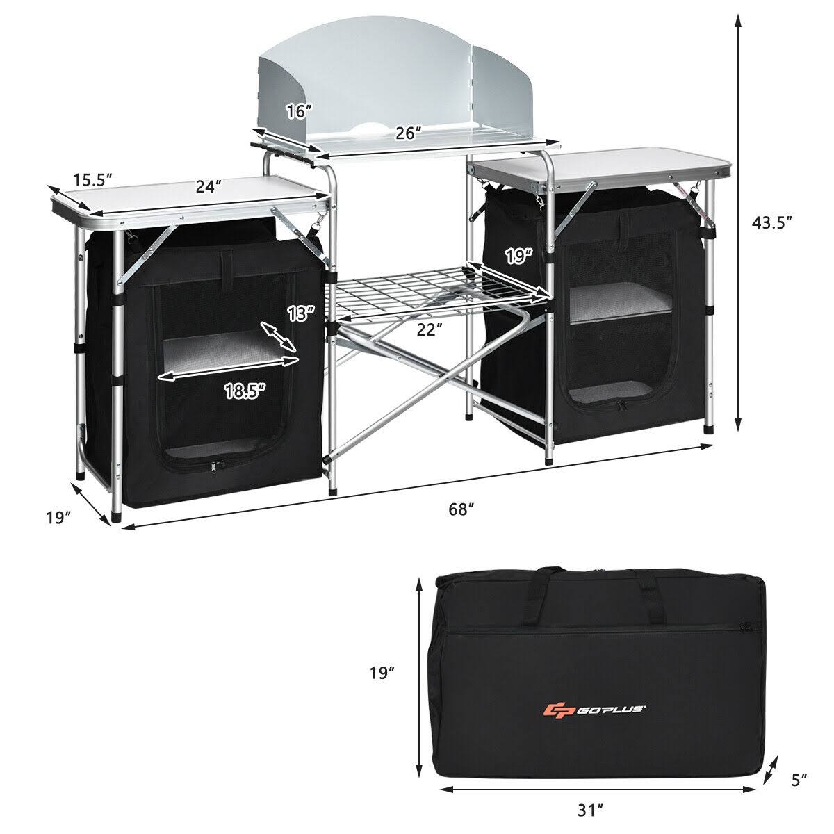 Folding Camping Table with Storage Organizer M3657