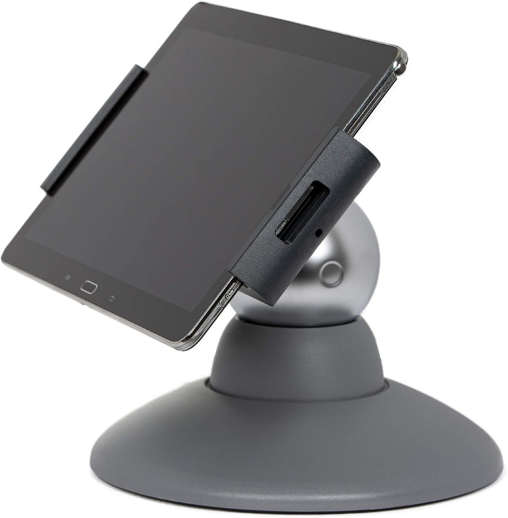 Tablet Holder Wall/Cabinet Mount, 360 Degrees Rotation, Anti-Theft Device, Silver/Charcoal, Pack of 2 I797131