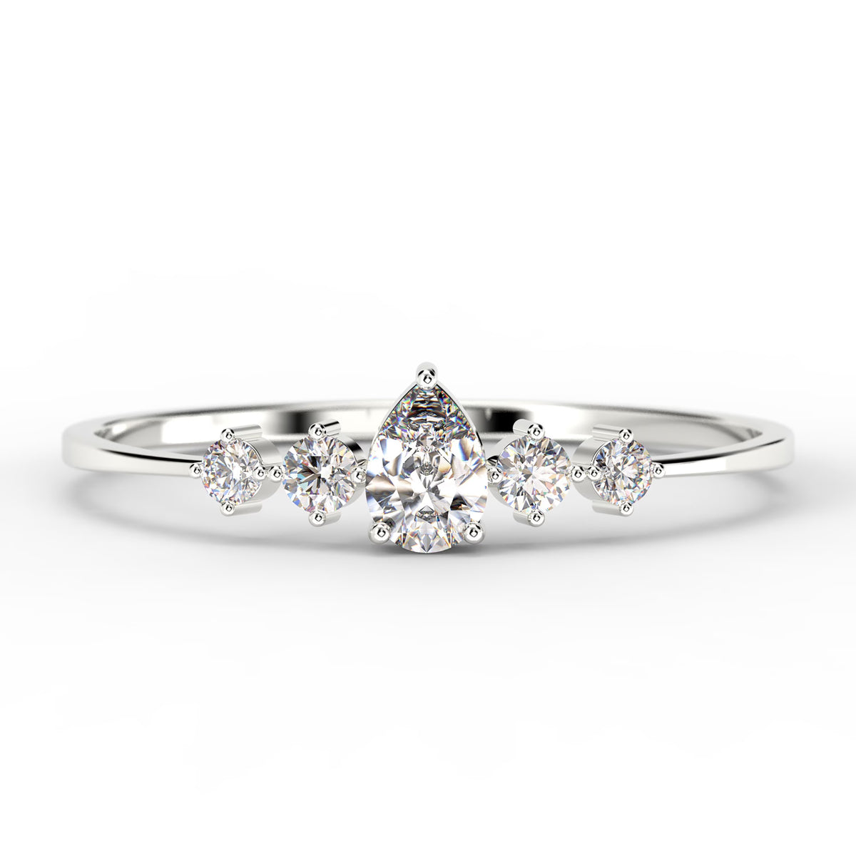 1.05 Carat Pear Cut Moissanite Engagement Ring in 10k Solid White Gold J674199