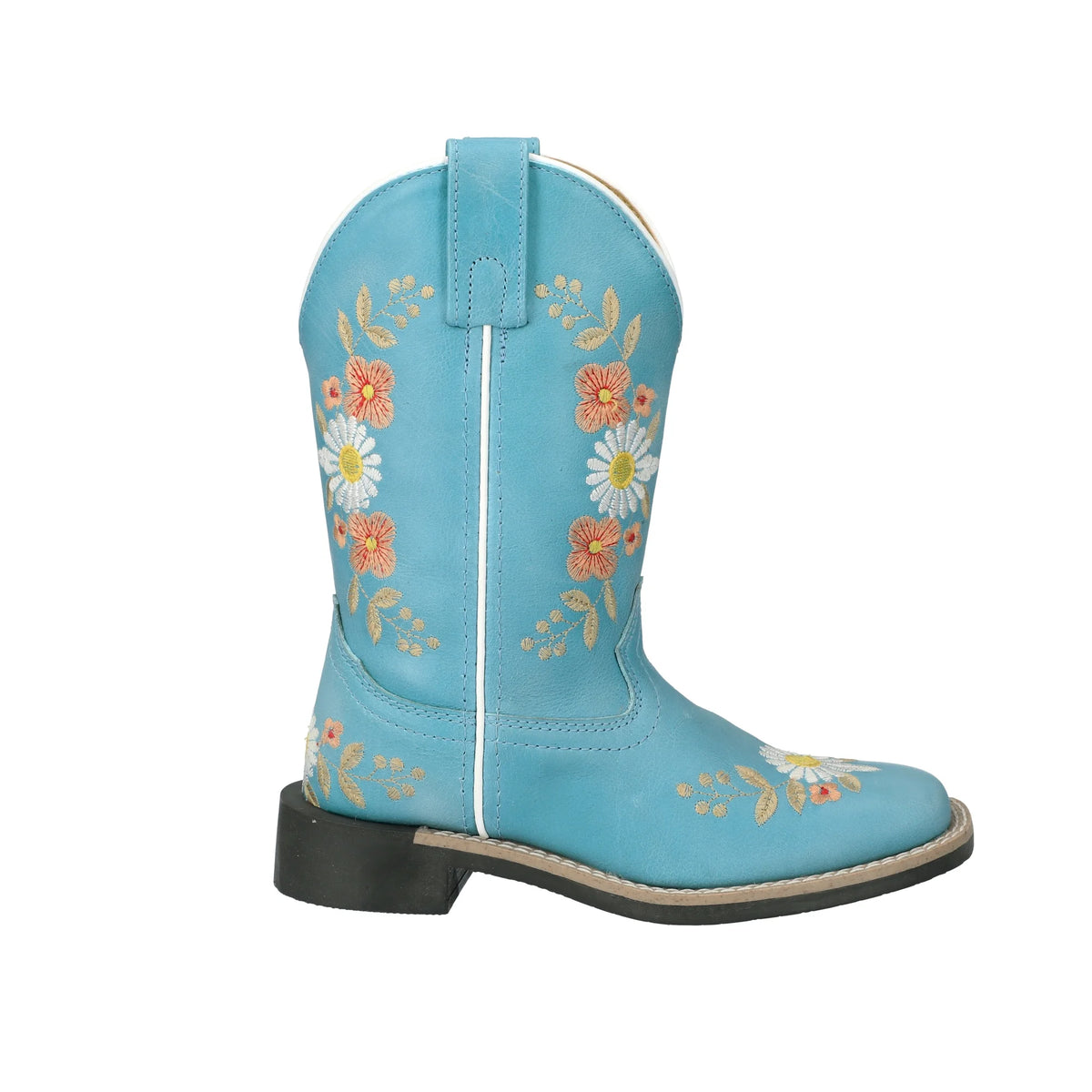 Turquoise Leather Western Boot with Embroidery P475