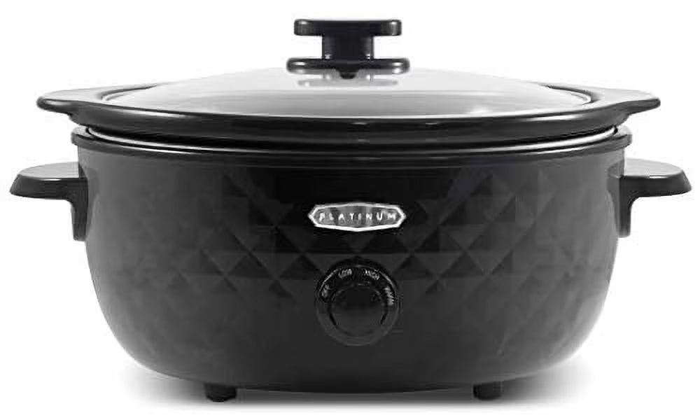 6 Quart Charcoal Black Slow Cooker with Tempered Glass Lid S4081