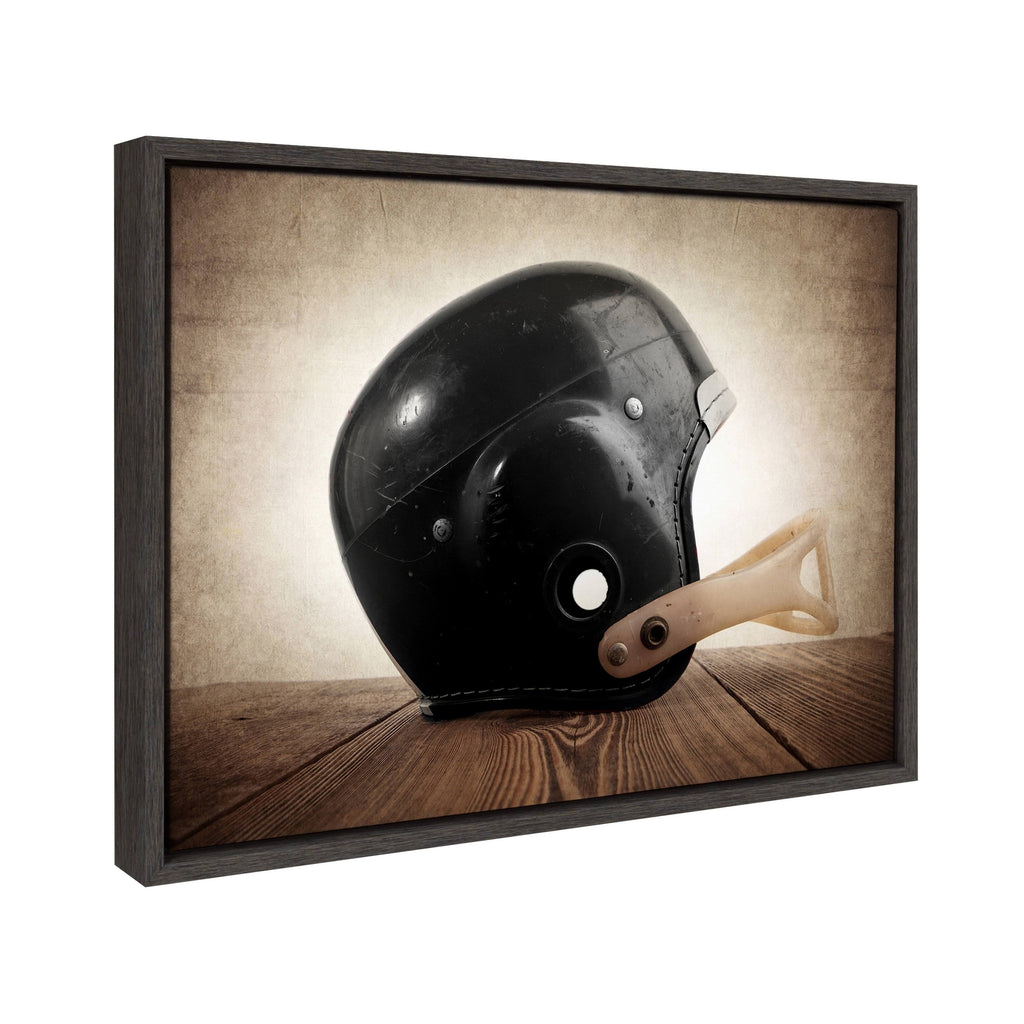 Vintage Helmet Framed Canvas J125131