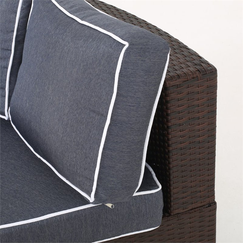 Navy Blue 4 Piece Outdoor Wicker Sectional Sofa Set X790