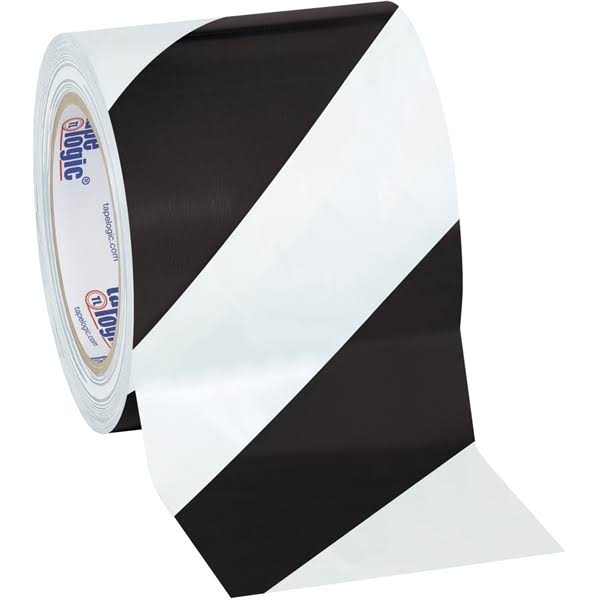 Black/White Striped Vinyl Safety Tape 4x22 x 36 Yard Roll L858101
