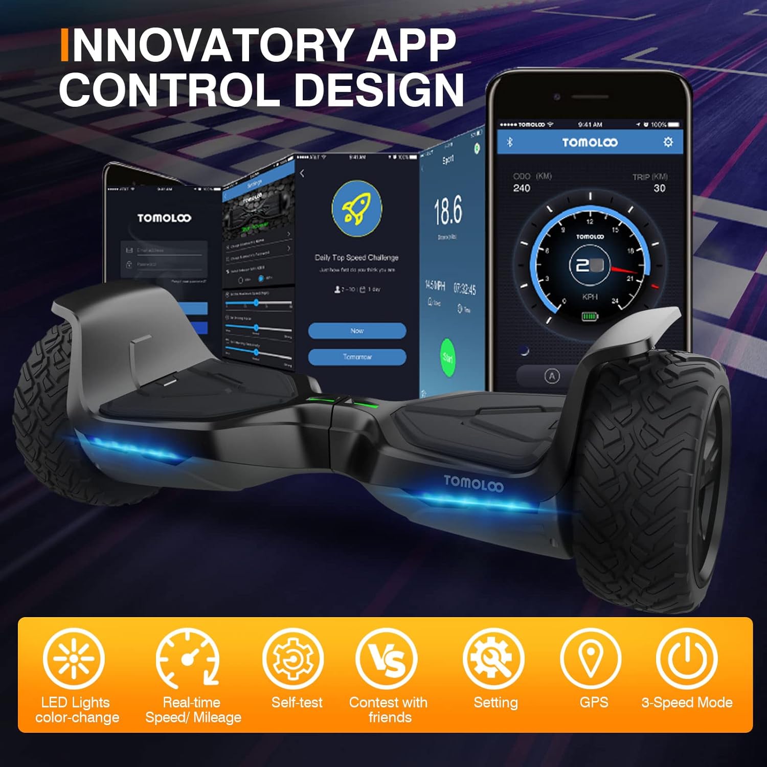 8.5'' All Terrain Hoverboard with Bluetooth and LED Lights K839