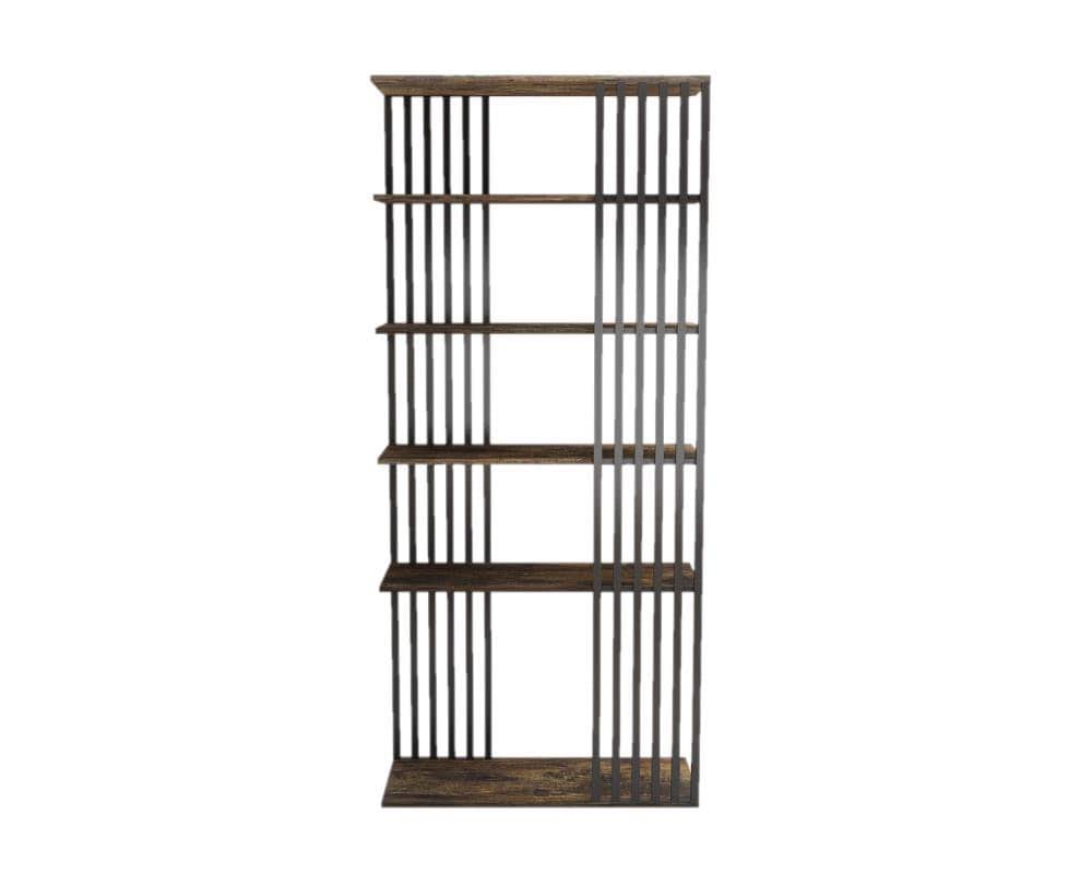 Brown Wood 5-Shelf Bookcase Y7084