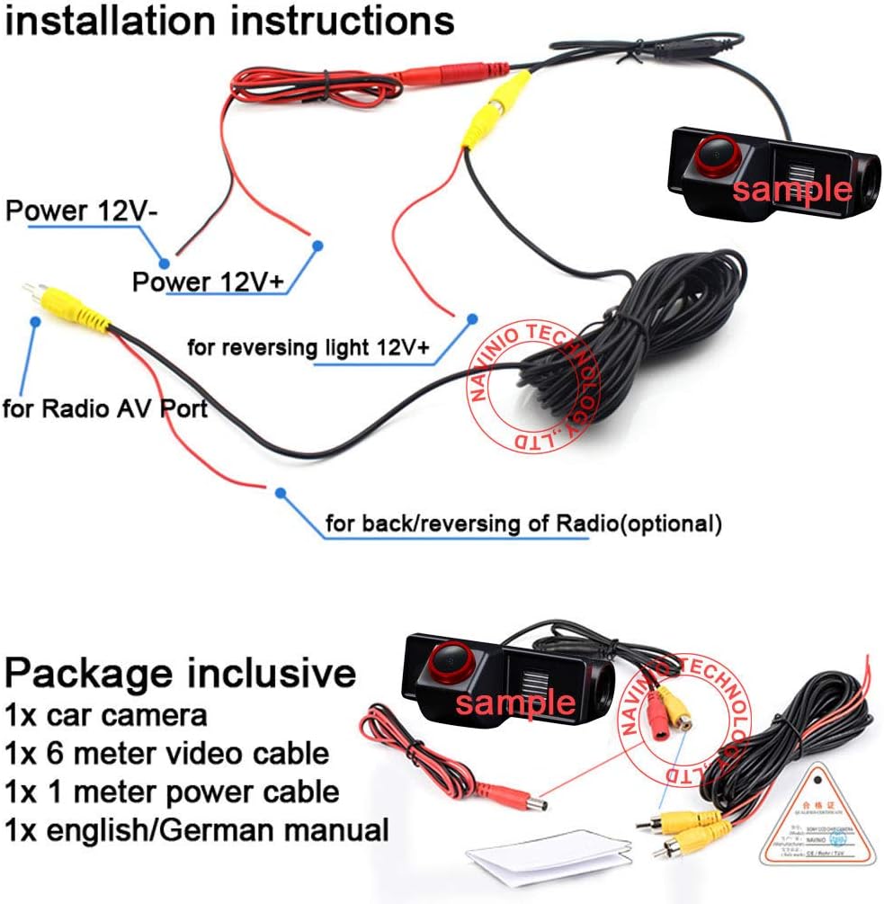 Super HD 1280x720 Pixels 1000 TV Lines Car Back up Camera Reverse Parking Rear View License Plate Light Vehicle Camera Pack of 2 T318491