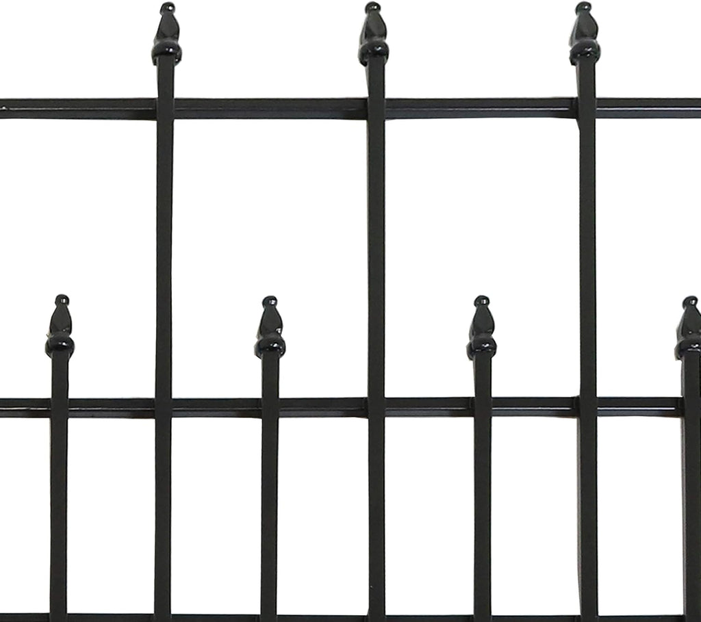 5-Piece Black Steel Garden Fence Panel Set T9049
