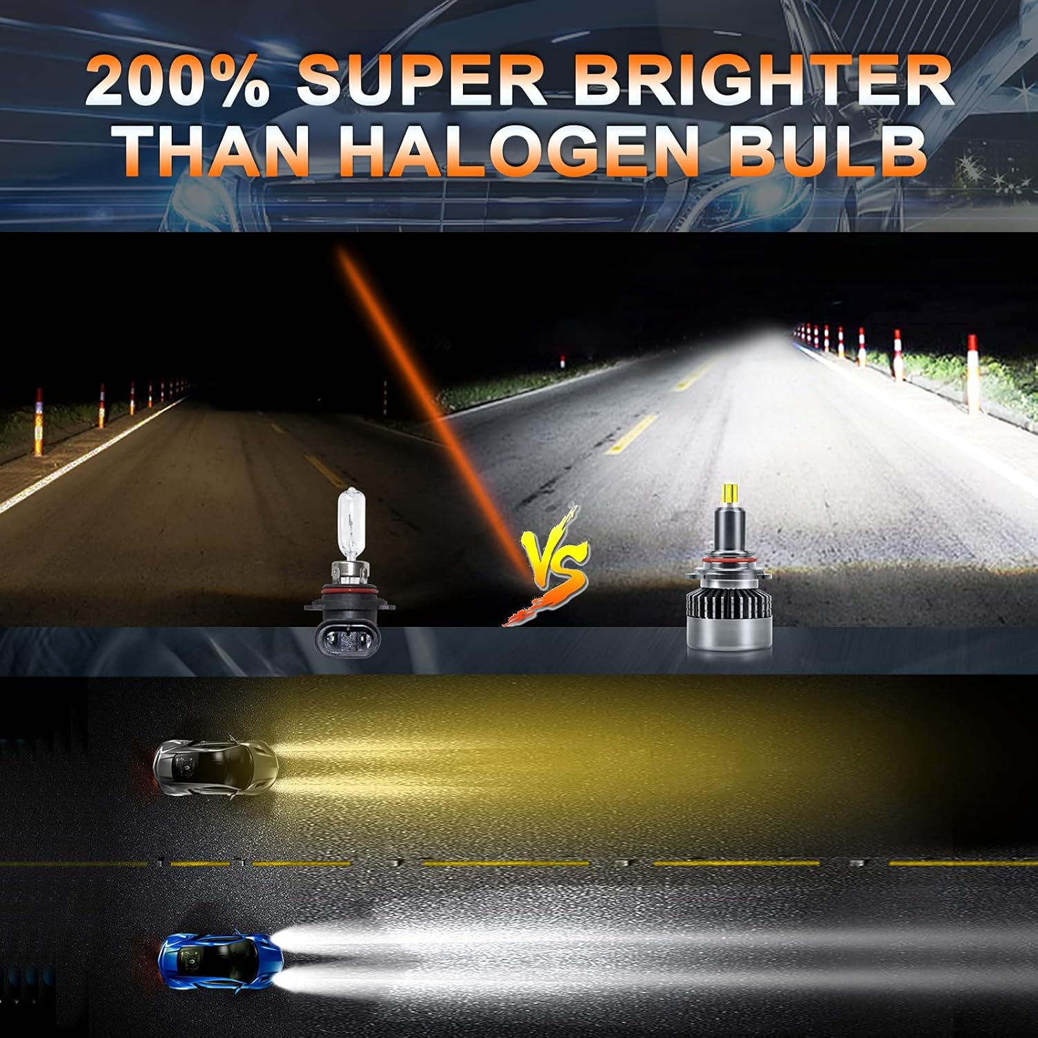 Pack of 2 6500k Cool White LED Headlight Bulbs I409802