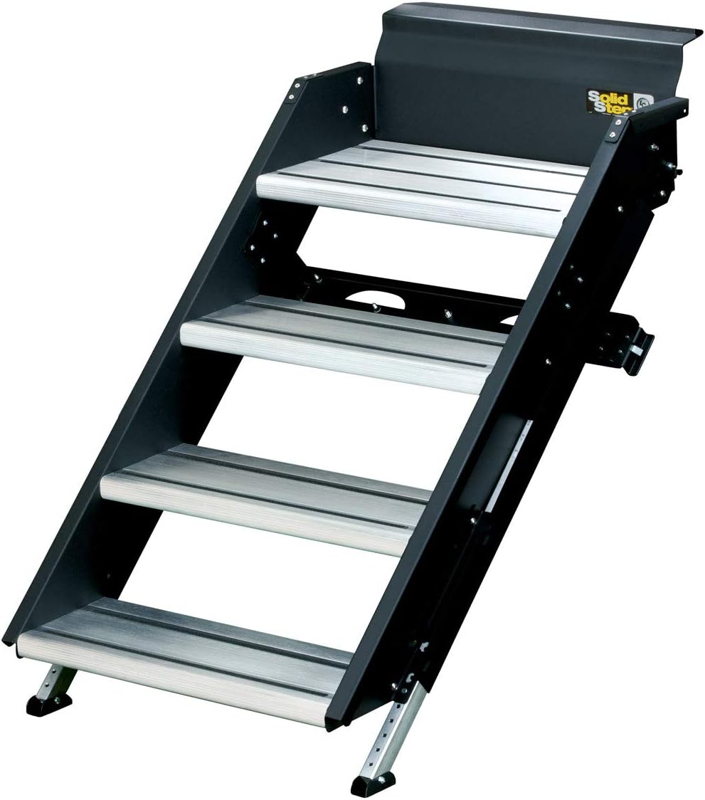 Solid Step Quad Step for RV Entry Doorway, 30 inch, Black M45472