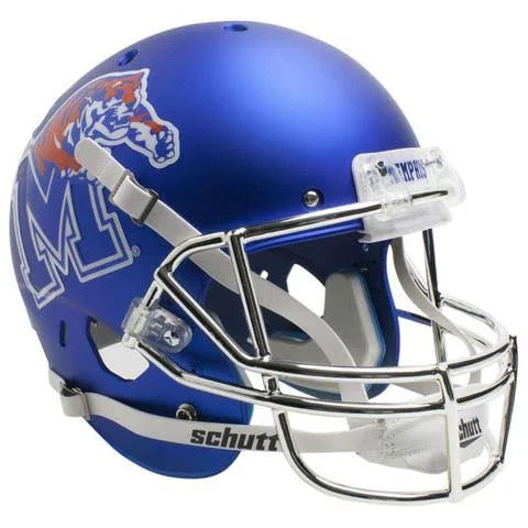 Satin Blue Chrome Grill Football Helmet P33340
