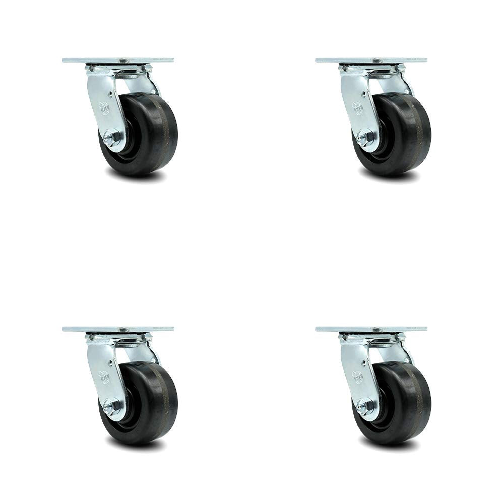 Set of 4 Heavy Duty Swivel and Rigid Casters with Bolt-On Swivel Locks C2490