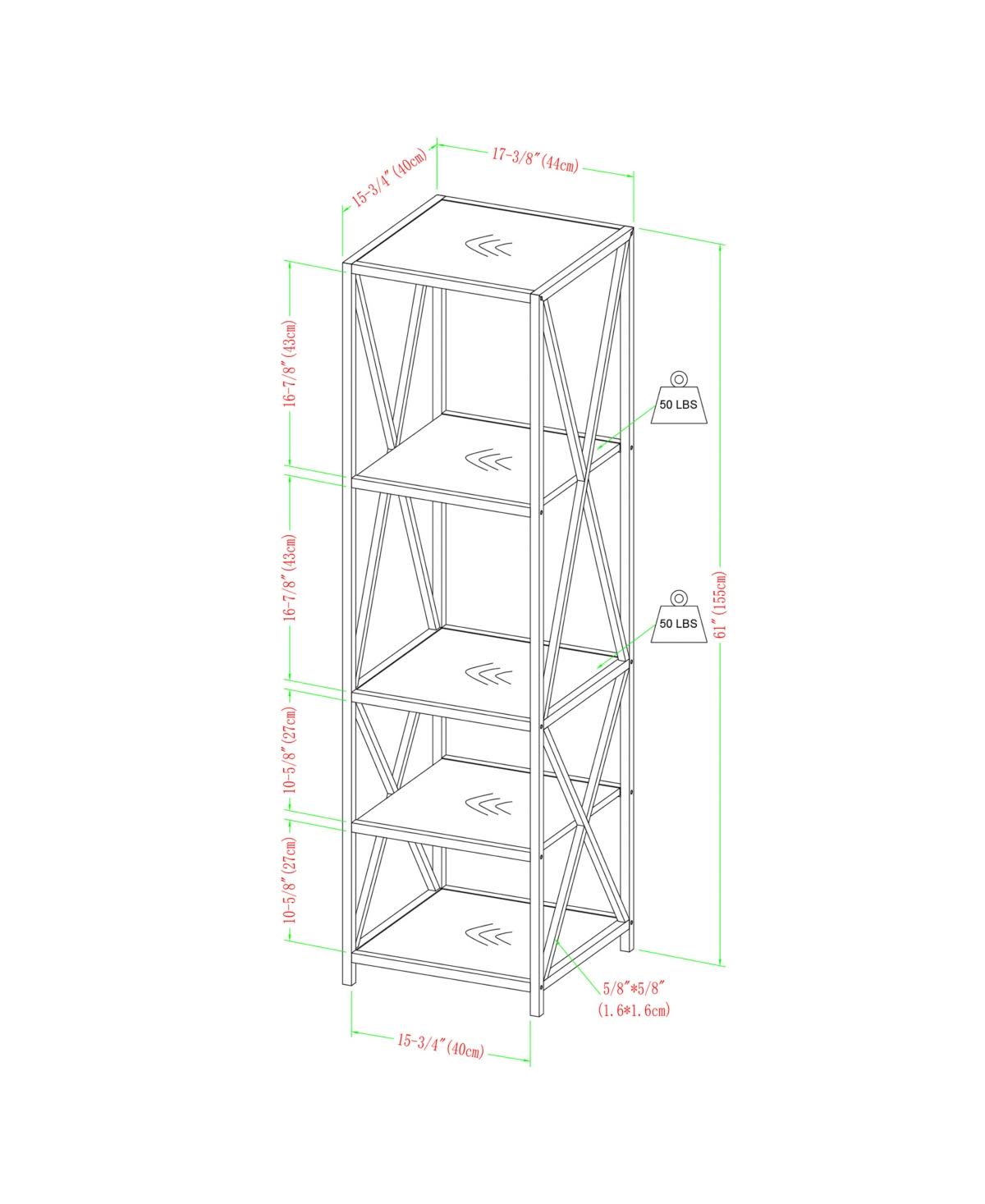 Brown Metal Wood Bookcase L2271