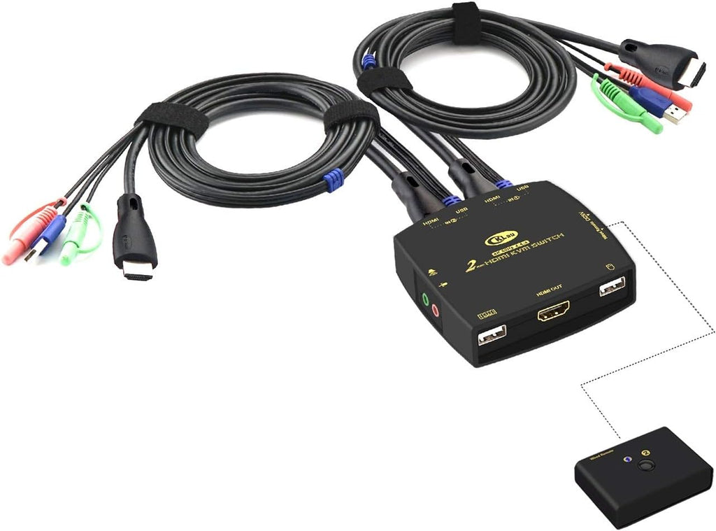 4 Port KVM HDMI Switch with Audio, Microphone, 2 USB 2.0 Hub and Cables I157