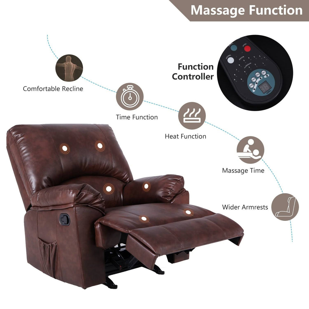 Black PU Leather Rocker Recliner H376605