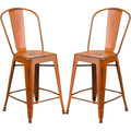 Distressed Orange Metal Counter Height Stool 4 Stools R82352
