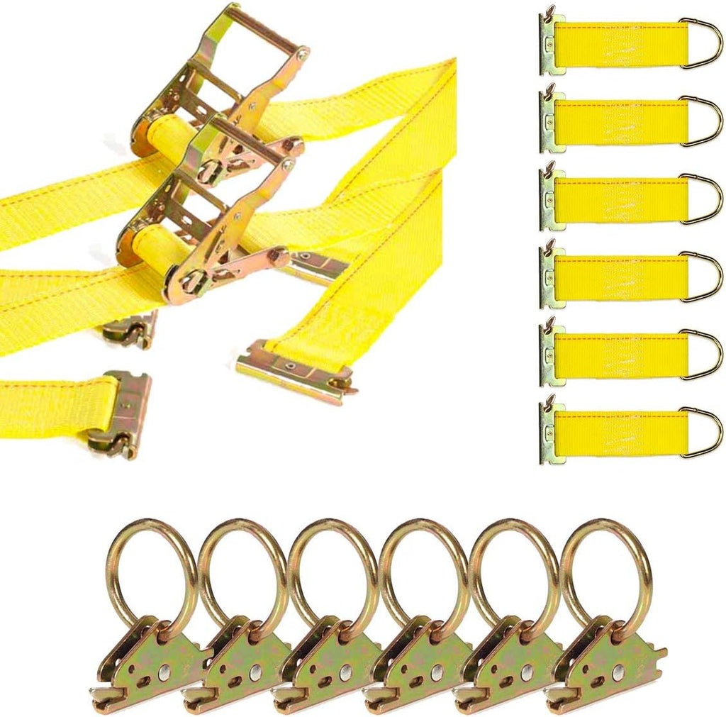 8 Pieces E Track Tie-Down Kit with 12 ft Straps and O-Rings T724854
