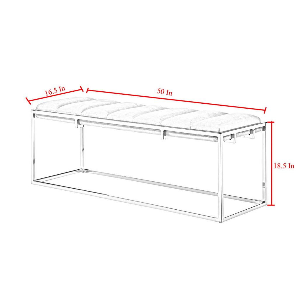 Channel Tufted Velvet Bench Metal Frame V7555