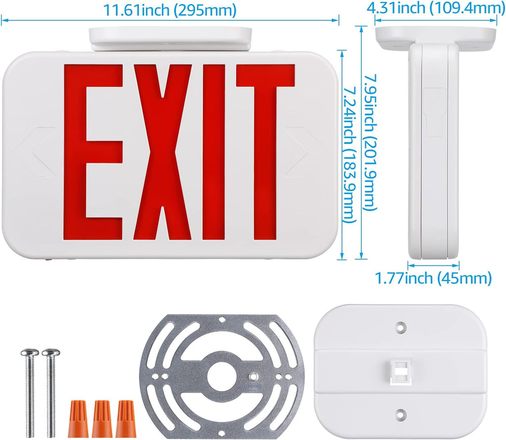 LED Exit Sign with Battery Backup, Double Face, Hardwired, Pack of 6 A3615