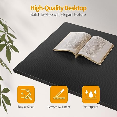Black 47 Inch Computer Desk with 3 Drawers and Storage Shelves Y1800