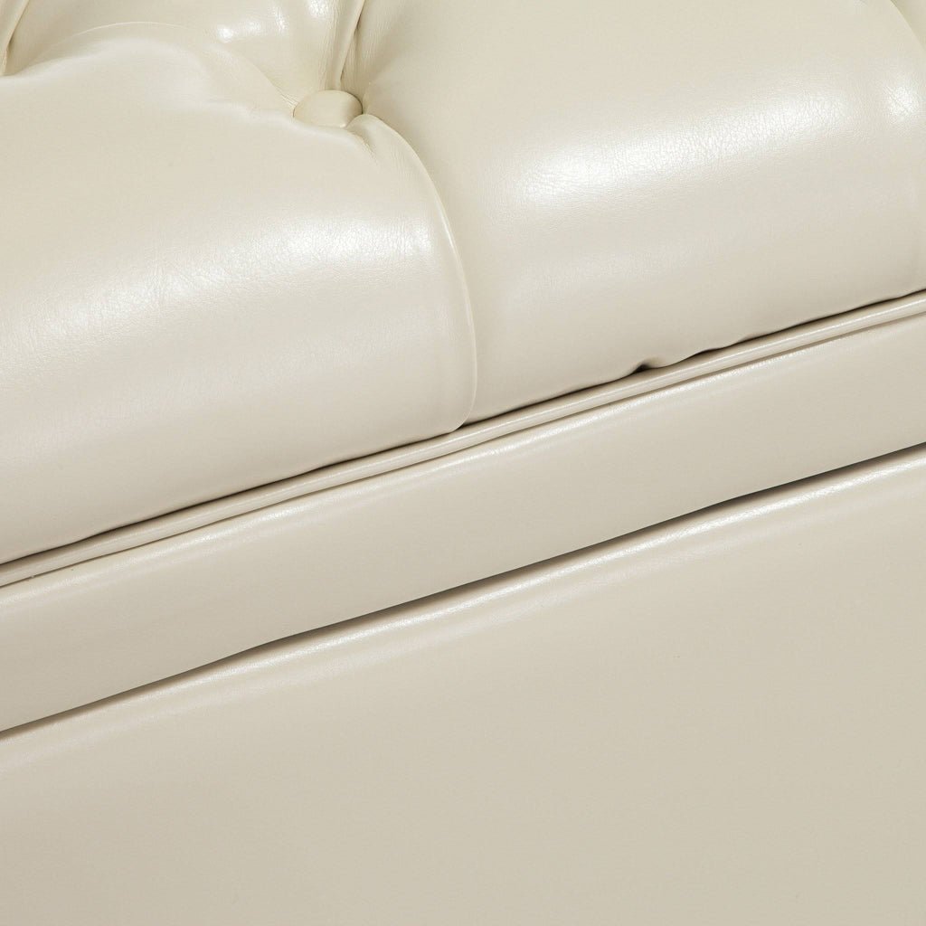 Ivory Leather Storage Ottoman N7704
