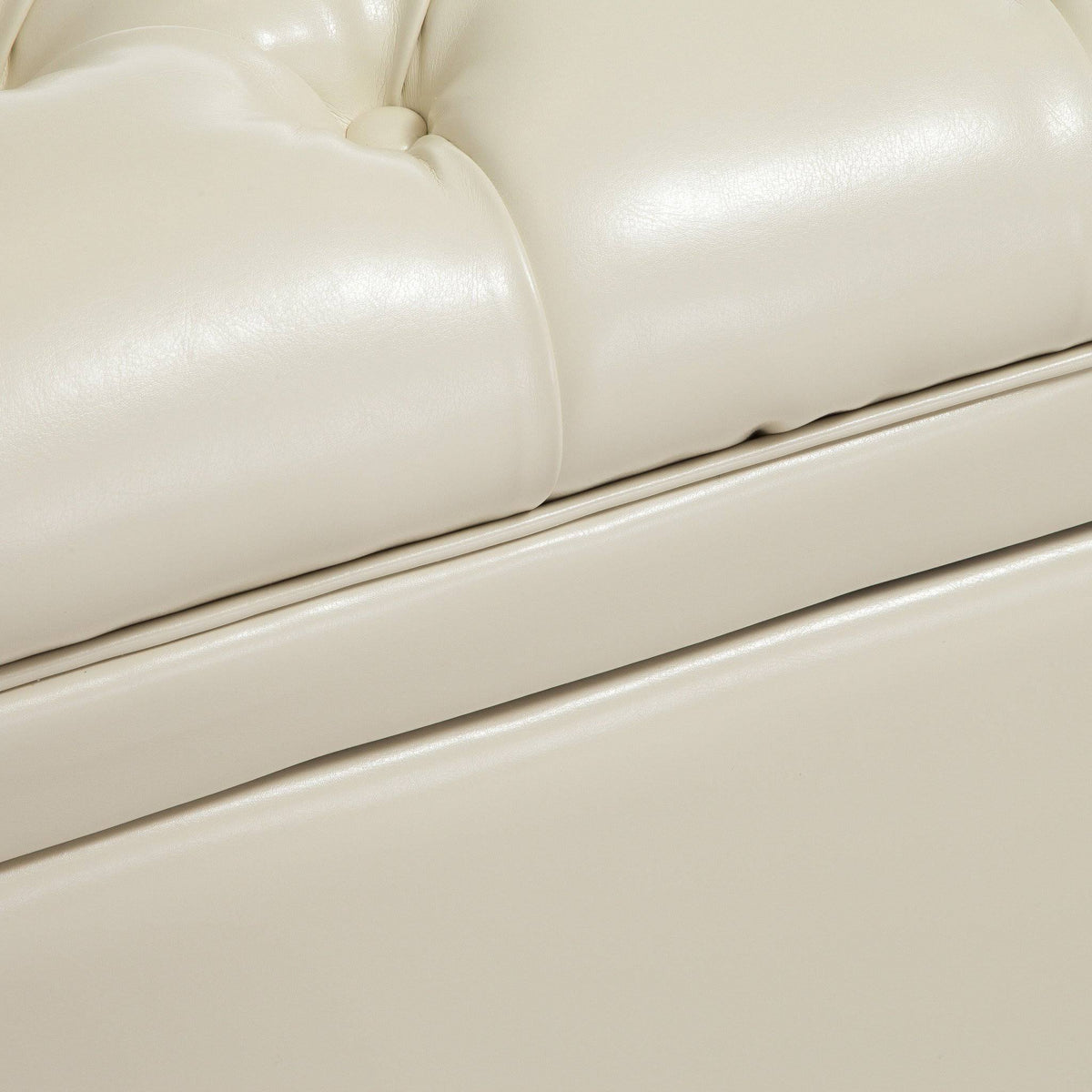 Ivory Leather Storage Ottoman N7704