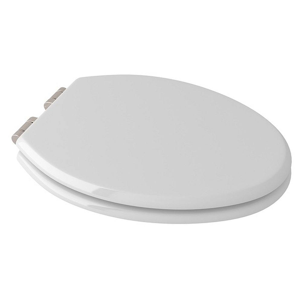 Elongated Gloss White Wooden Easy Close Toilet Seat Y200841