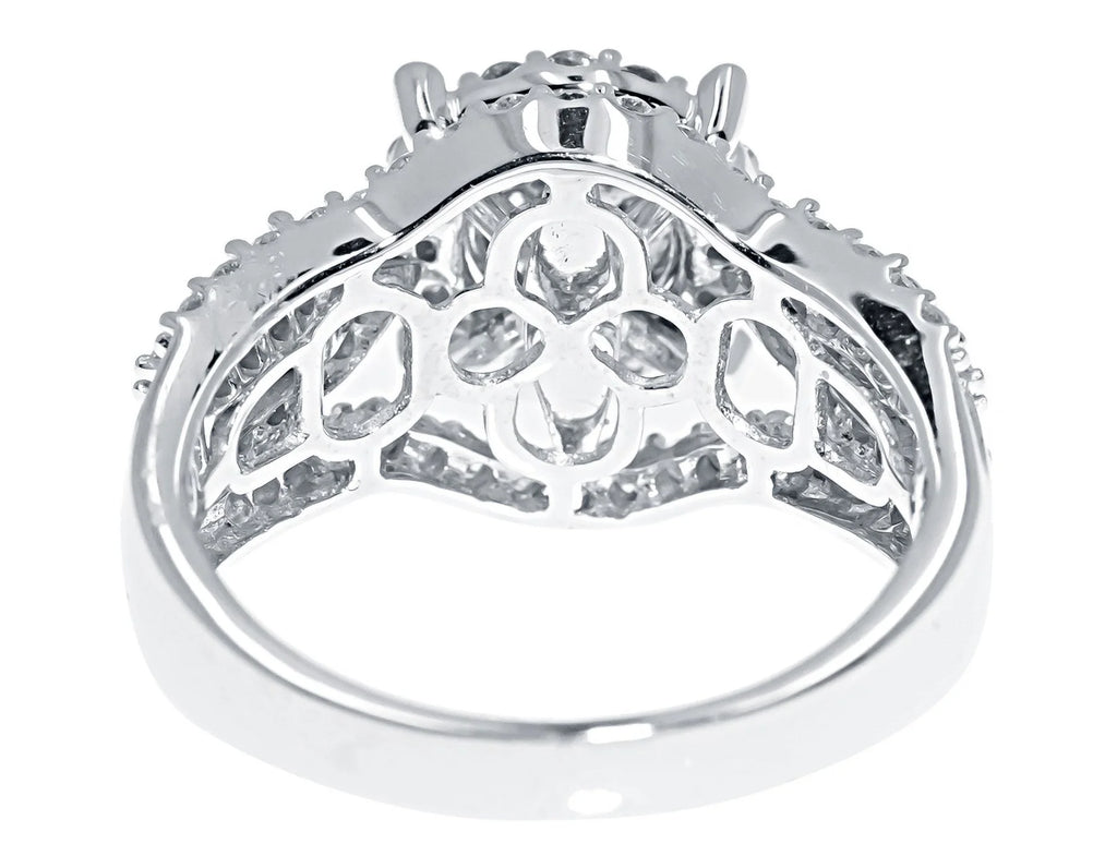 10k White Gold Round Diamond Cluster Engagement Ring R351914