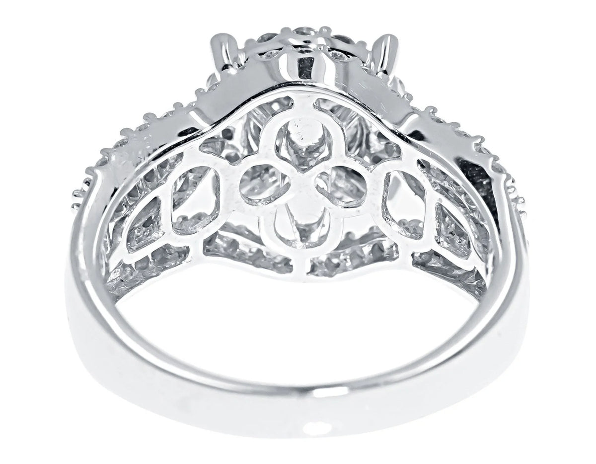 10k White Gold Round Diamond Cluster Engagement Ring R351914