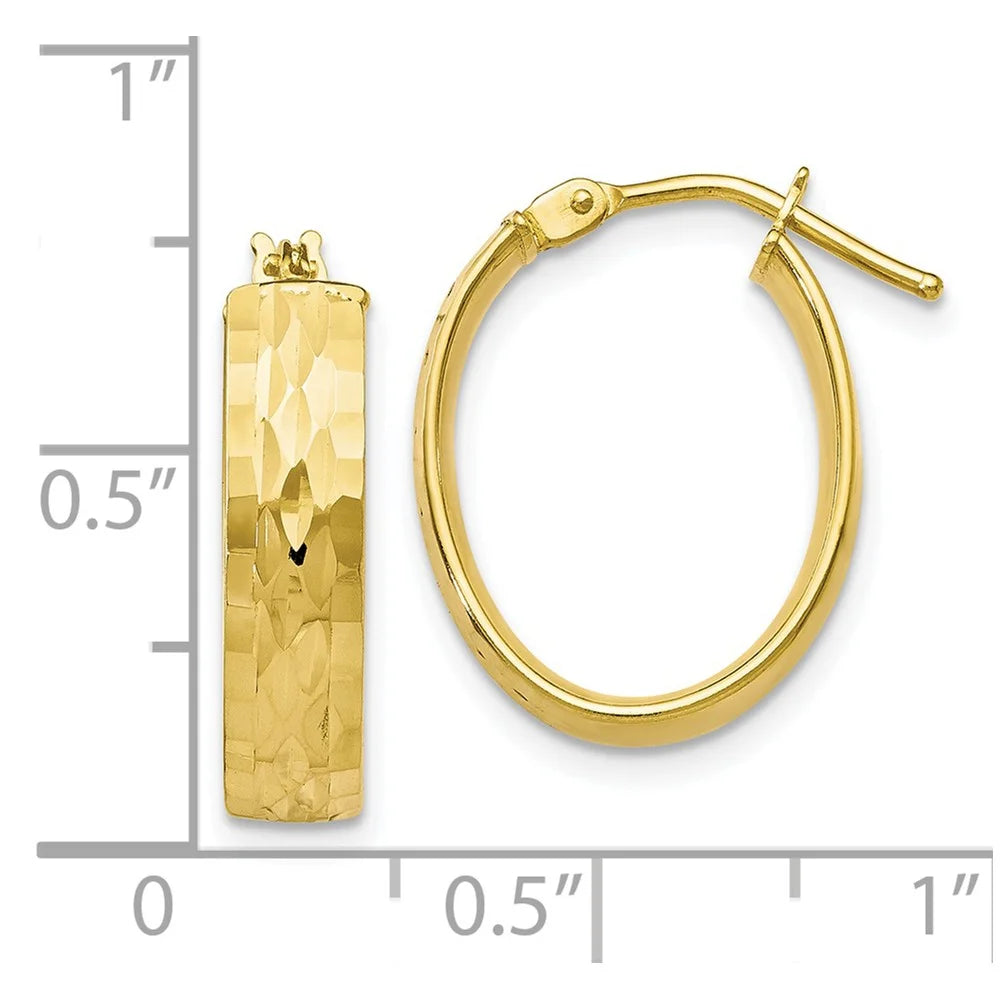 10kt Yellow Gold Polished Oval Hinged Hoop Earrings Y492