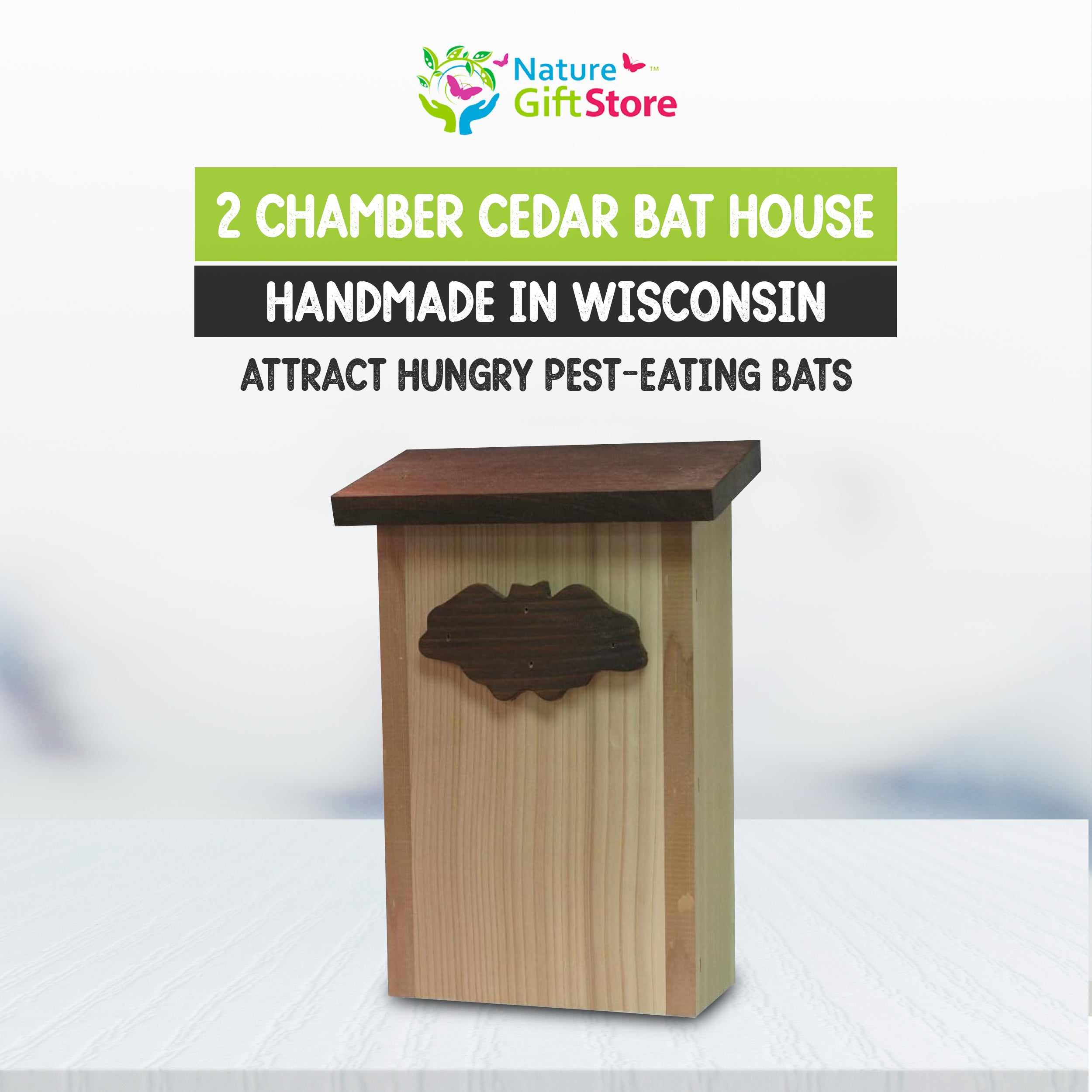 Cedar Bat House Dual Chamber Outdoor Shelter H656