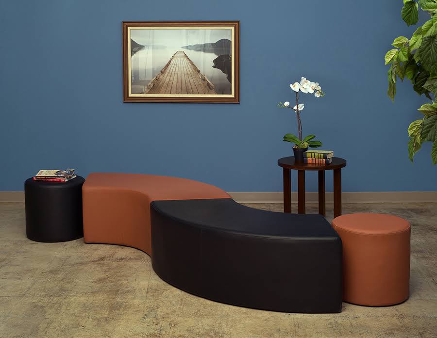 Naval Blue Round Ottoman J1237