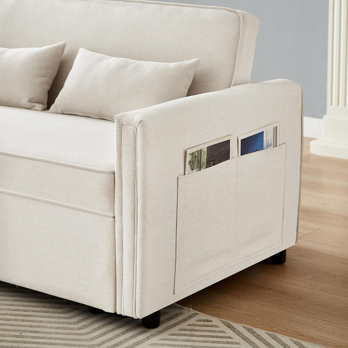 2 Seater Sleeper Sofa Bed with 2 Lumbar Pillows K173157