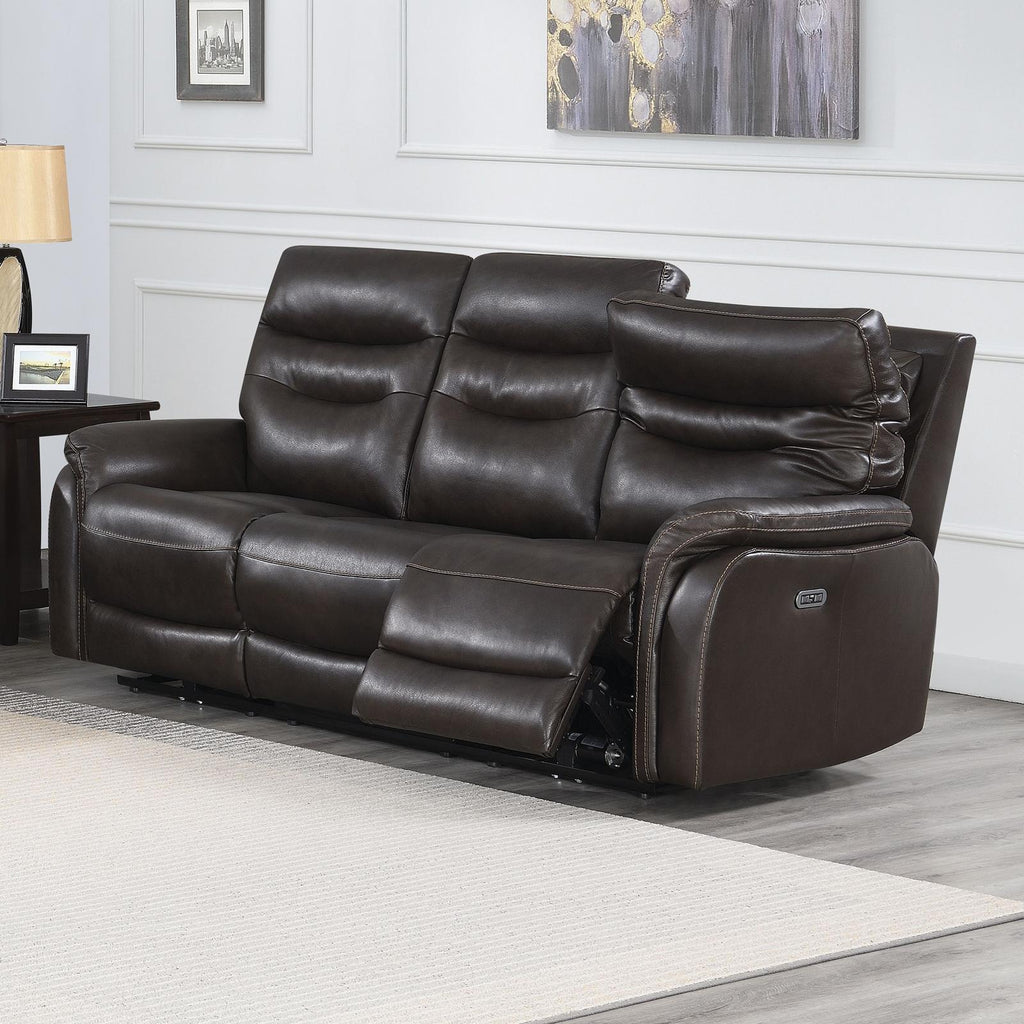 Dark Brown Leather Power Recliner Sofa B38881