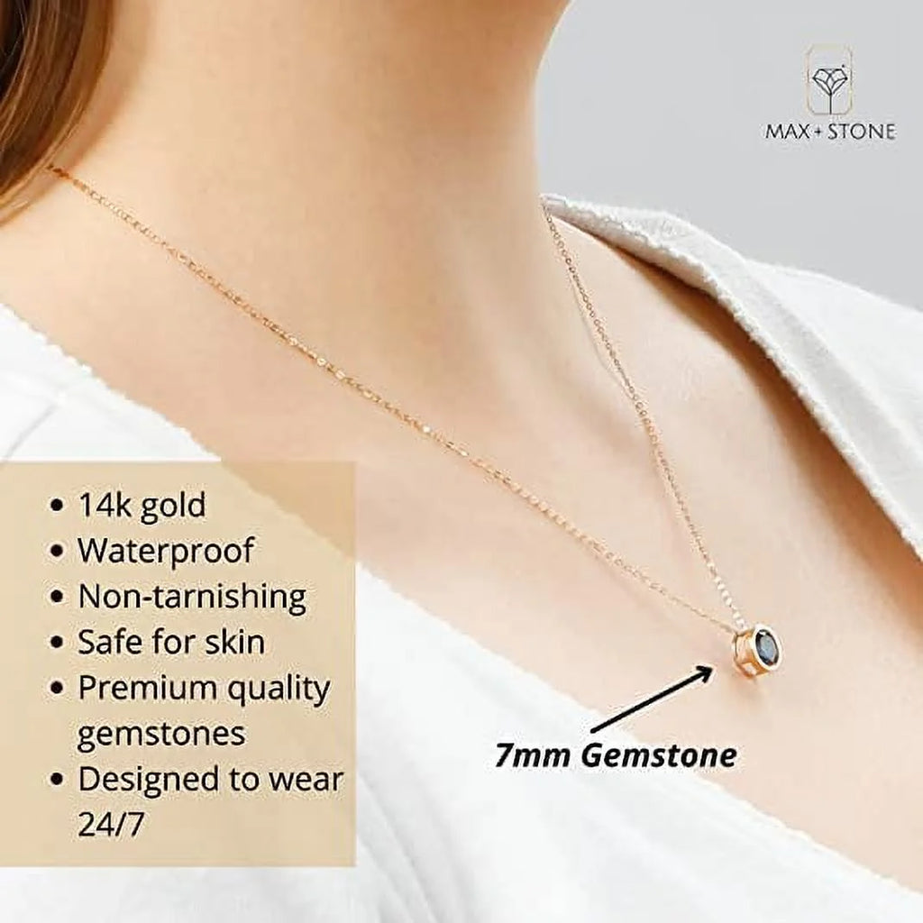 14k Yellow Gold Amethyst Pendant Necklace with 18 Inch Cable Chain F8297
