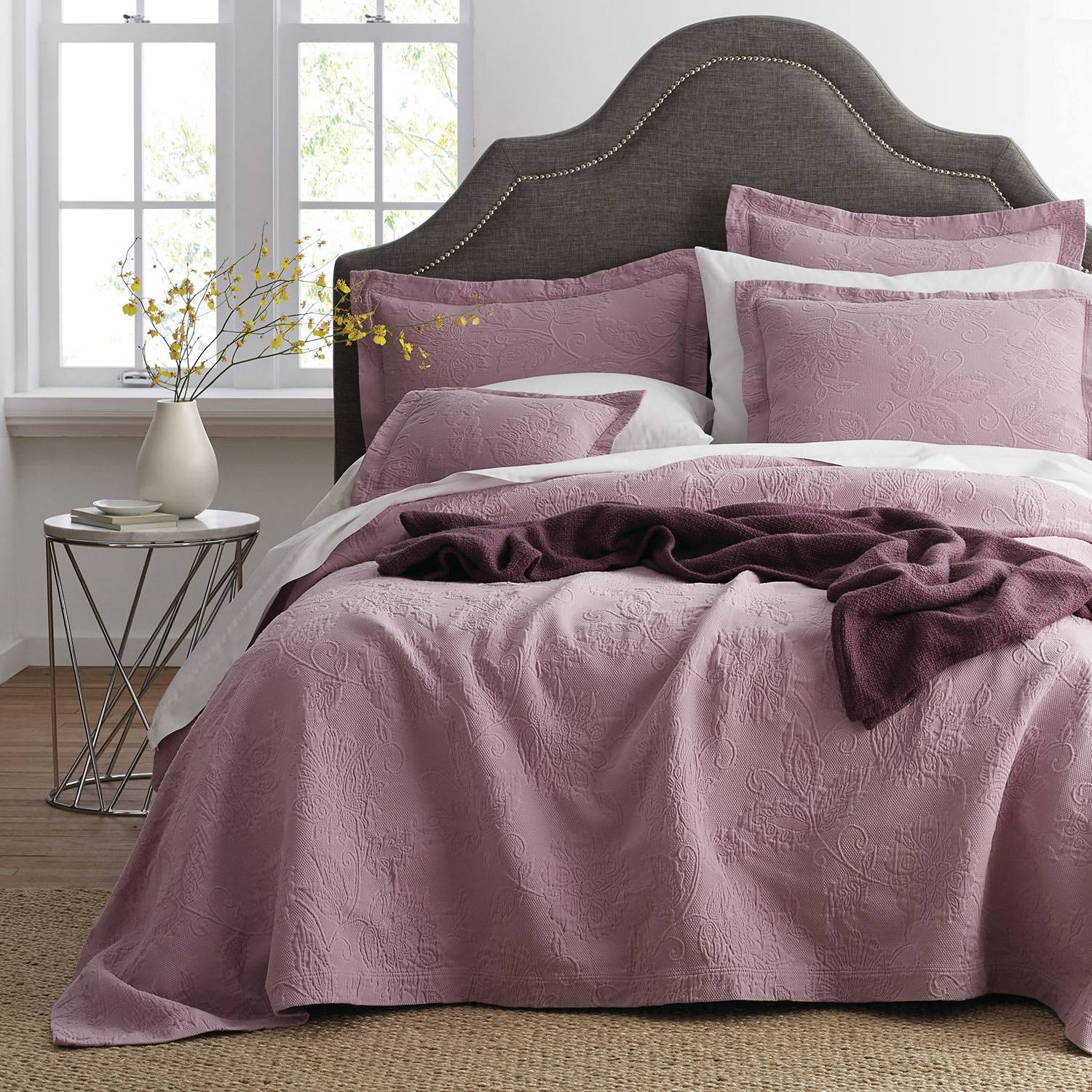 Full Cotton Matelasse Coverlet in Dark Gray I7309
