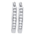 14kt White Gold Diamond Single Row Hoop Earrings 1/4 Cttw F34354