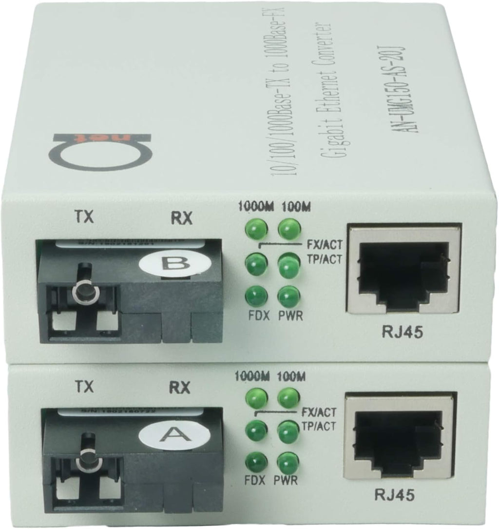 Single Mode SC WDM Gigabit Media Converter with Fiber Module 20km to UTP Cat5e Cat6 RJ-45 Q855398