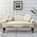 Rolled Arm Velvet Ottoman Bench with Back H769