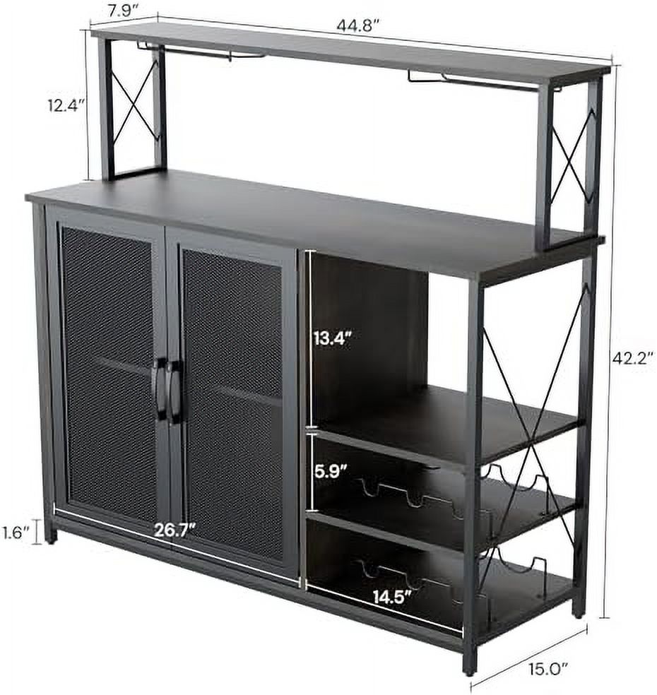 Dark Brown Wine Cabinet with Removable Wine Rack and Glass Holder M3956