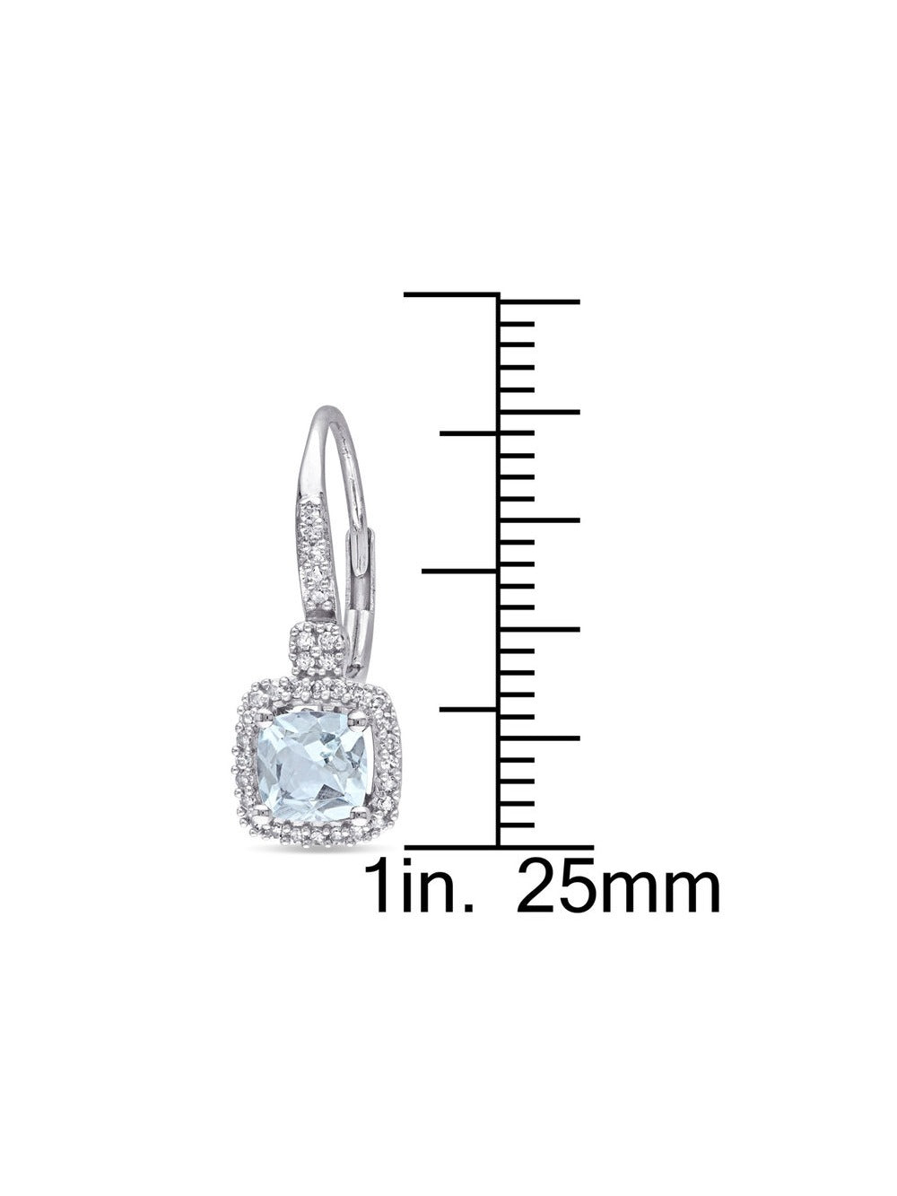 Cushion-Cut Aquamarine Dangle Earrings with Diamonds in 10K White Gold U341137