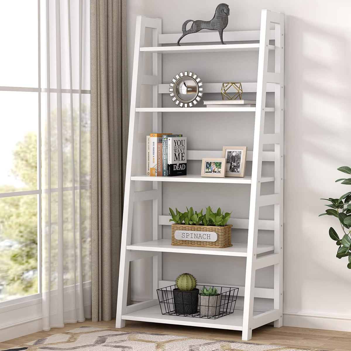 White 5-Tier Ladder Bookshelf A26532
