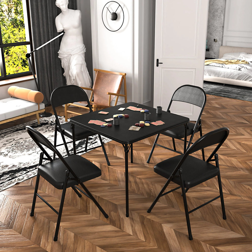 Black 5-Piece Folding Table and Chair Set X32945