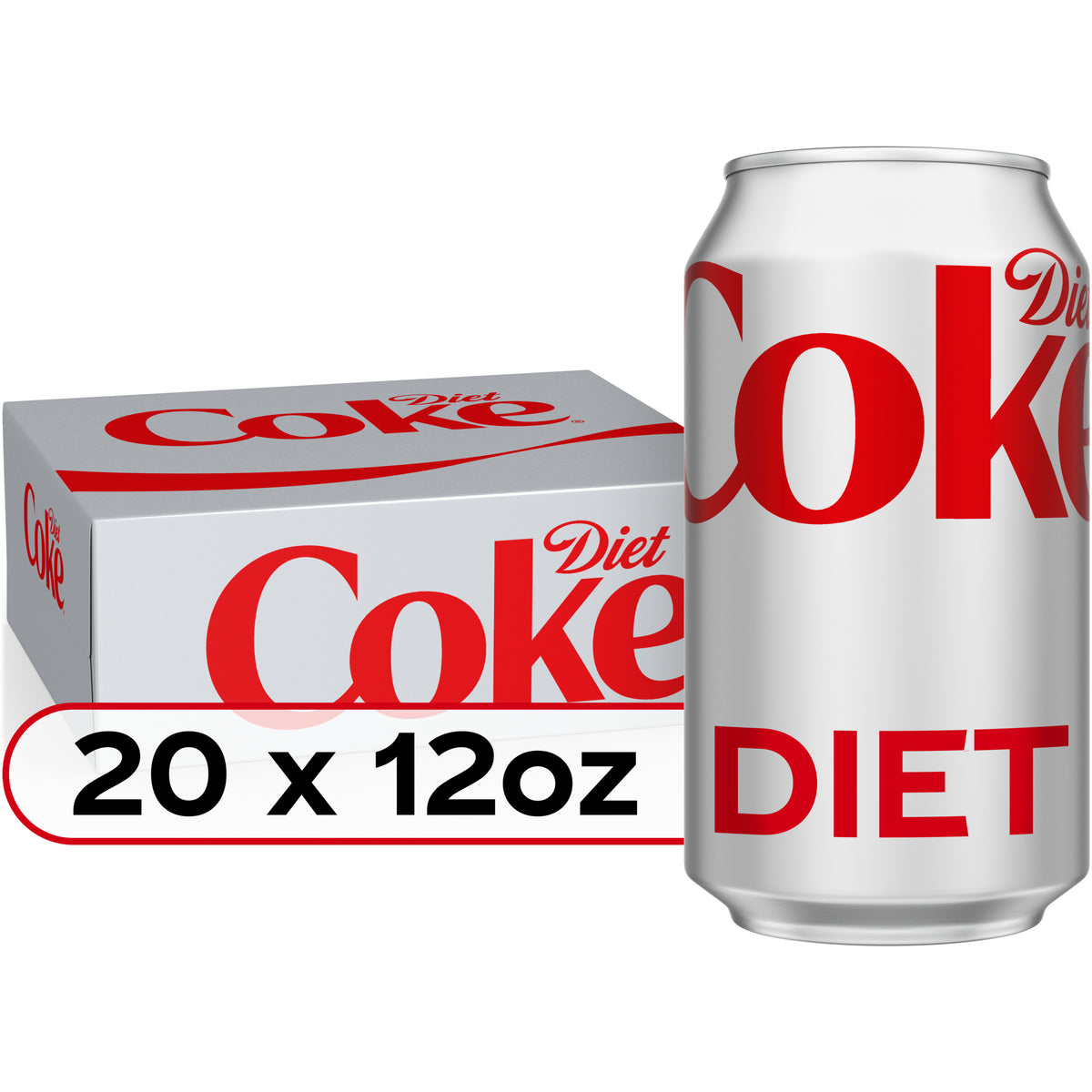 20 Pack Diet Coke Soda Soft Drink, 12 fl oz B36843