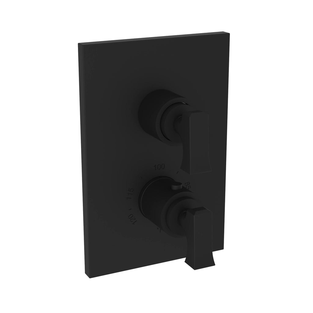 Flat Black Square Thermostatic Trim Plate with Handle Q75392