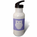 Purple Polka Dot Owl 21 oz Sports Water Bottle J2046